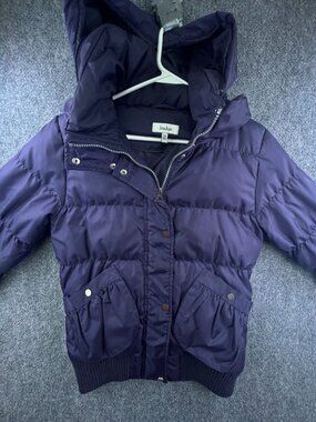 Neiman Marcus Womens Down Fill Coat Jacket Size XS Full Zip Purple Puffer